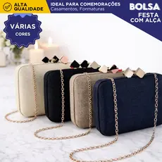 Bolsa Clutch Carteira Feminina Mão e Transversal com Alça Corrente Removível Para Festas - M-451 MZ