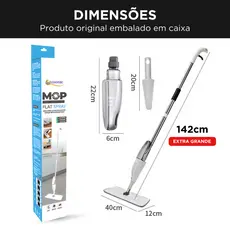 Mop Spray Cabo Longo 1,45m com Reservatório e Refil Microfibra Rodo Mágico Esfregão para Limpeza -MZ