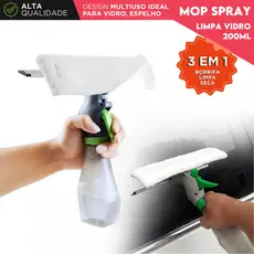 Rodo Mop Spray Limpa Vidro 3 em 1 200ml Borrifa Limpa e Seca Limpador de Vidros com Reservatório -MZ