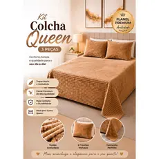 Kit Cobre Leito Colcha Queen 3 Peças , 2 Fronhas – Flannel Premium Aveludado