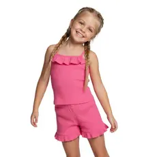 Conjunto Verão Regata Canelado com fru-fru Menina Infantil