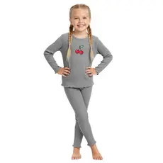 Conjunto Infantil Menina Canelado com Frufru Estampado – Blusa + Calça Confortável | Tamanhos 2 ao 8