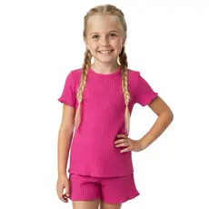 Conjunto Infantil Feminino Menina Canelado Verão Blusa e Shorts Leve, Confortável e Estiloso