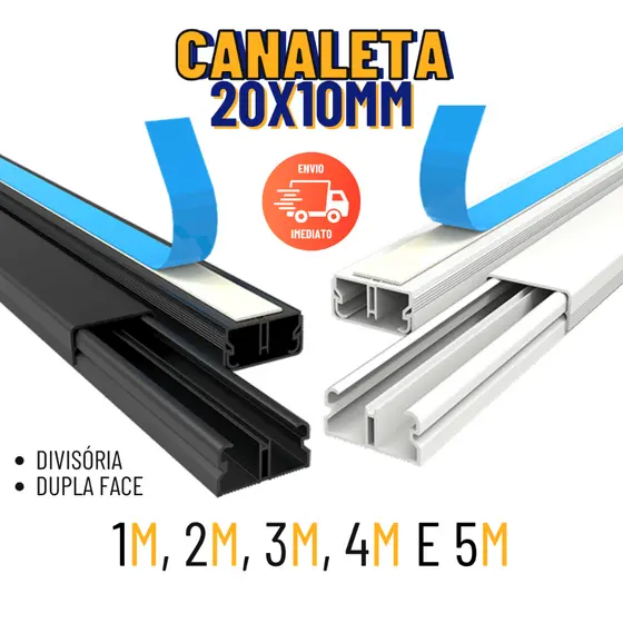 Canaleta 20x10mm Painel Canaletado Organizador Fios Moldura Boiserie Sistema X Dupla Face Divisoria