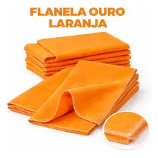 Kit 10 Flanela Pano Multiuso Limpeza 100% Algodão Laranja