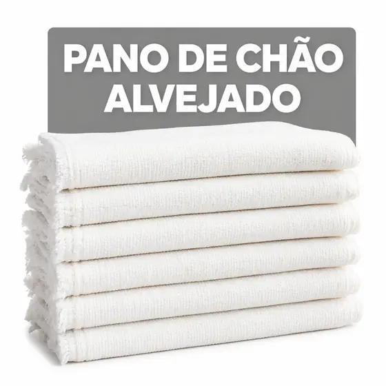 Kit 5 Pano De Chão Saco Alvejado Duplo Grande 100% Algodão Branco
