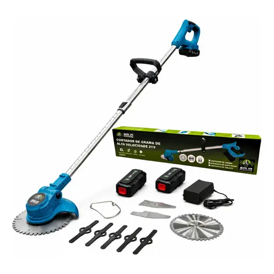 Aparador cortador de Grama a Bateria Roçadeira Elétrica 2 Baterias Recarregável 1500MAH