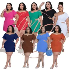 Macaquinho Manga Curta Plus Size Feminino Short Saia Plus Vestido Roupas Femininas Decote