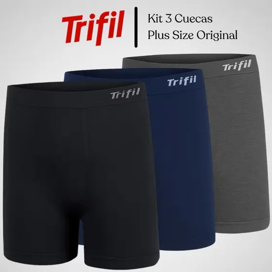 Kit 3 Cuecas Boxer Trifil Plus Size Sem Costura Masculina Confortavel Original
