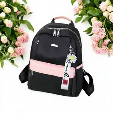 Mochila de nylon casual Feminina Casual à prova d'água  mochila escolar com o acessório da flor