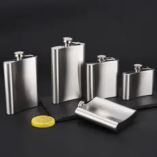 Cantil de bolso em aço inox 9 oz Porta Bebidas Whisky Vodka Rum  207ml.230ml.270ml
