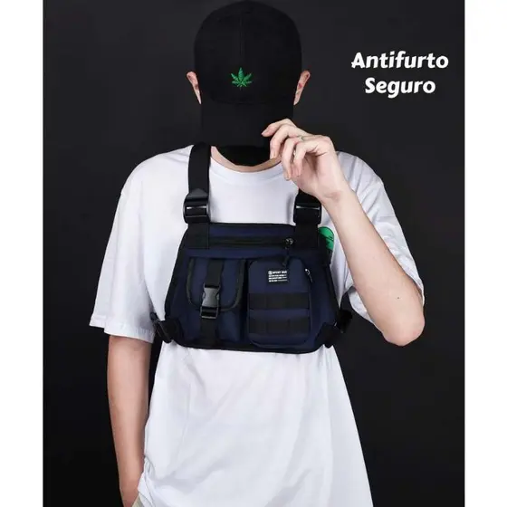 Bolsa Peitoral Masculina Impermeável com 3 Bolsos – Grande Capacidade e Antifurto