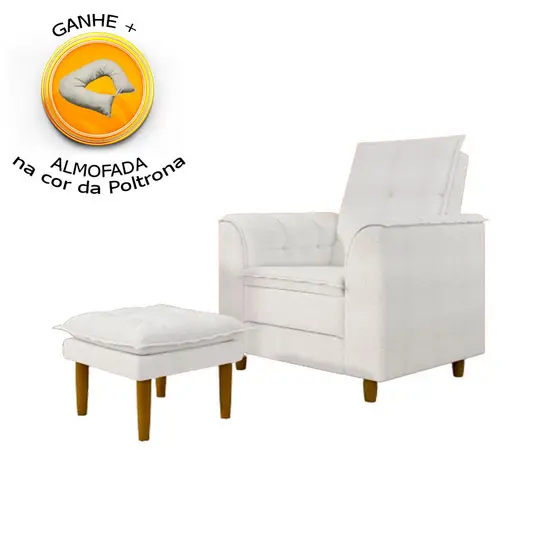 Poltrona de Amamentação Quarto Infantil com Puff Kate Bouclê Off White + Binde Amofada