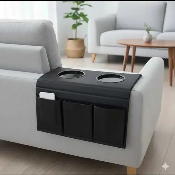 Esteira Bandeja Porta Copos E Controles Corino Para Braço de Sofa