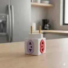 Adaptador Benjamin de  Tomada Cubo 4 Saidas 10/20A Pino Maçiço Colorido