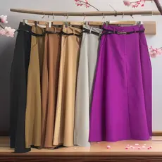 Saia Alfaiataria Rodada Com cinto linlin Moda 8075