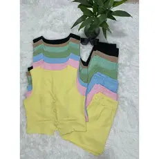 Colete feminino com shorts sociais tecido Alfaiataria2053