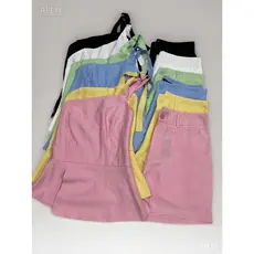 Conjunto de camisola de um ombro só para meninas, estilo curto e elegante, tamanho 133, linlinmoda