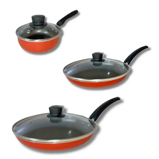 Jogo De Frigideira Francesa Antiaderente Com Tampa 3 Peças