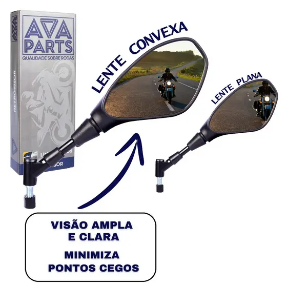 Retrovisor linha Yamaha Modelo F800 Articulado 360 Lente Convexa