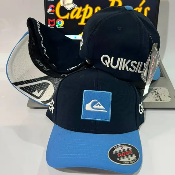 Boné Quiksilver Flex Fit M Letreiro Aba Curva Tamanho M adulto Fechado