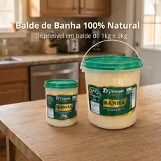 Banha Suína 3kg Dperone 100% Natural Artesanal do Torresmo Gordura Suína Balde