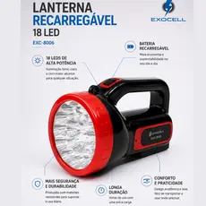 Lanterna Recarregável Led Tática Camping Pesca Lanterna 18 Leds Longa Duração Bivolt