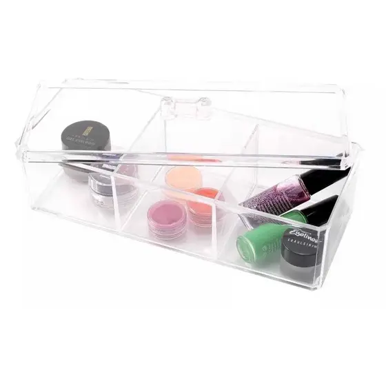 Organizador Cosmético Retangular Tampa Acrílico 3 Nichos BBG-70222