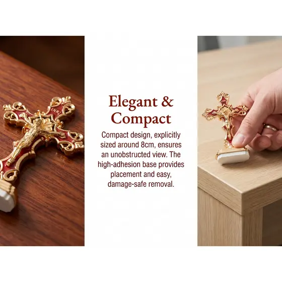 Crucifixo de Metal para Carro e Decoração - Detalhes Vivos e Decoração