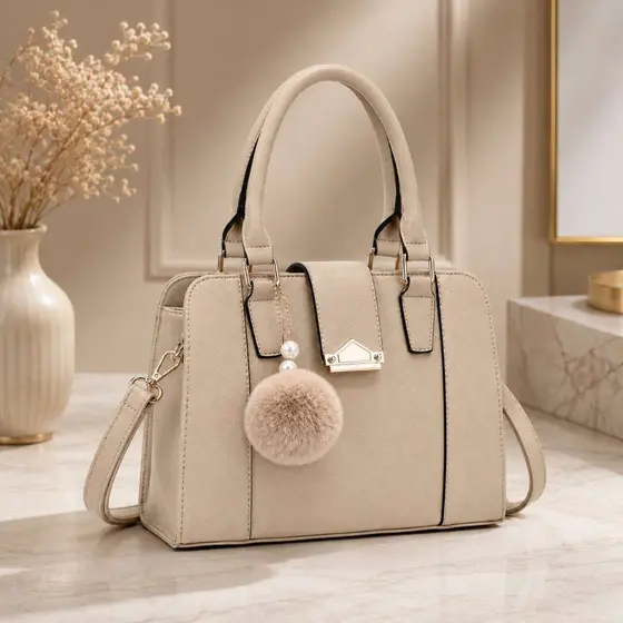 Bolsa Feminina Com Chaveiro Pompom Tira Colo Faixa de Mão De Couro Tranversal CYC3206#