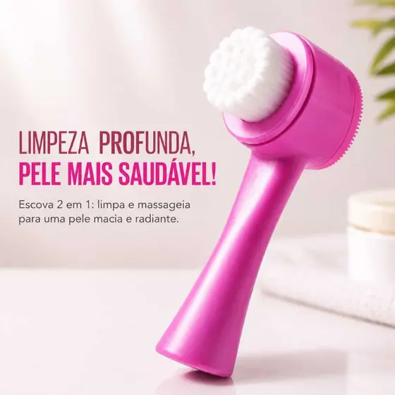 Escova De Limpeza Facial 2 Em 1 Massageadora Para Skin Care Controla Oleosidade Da Pele
