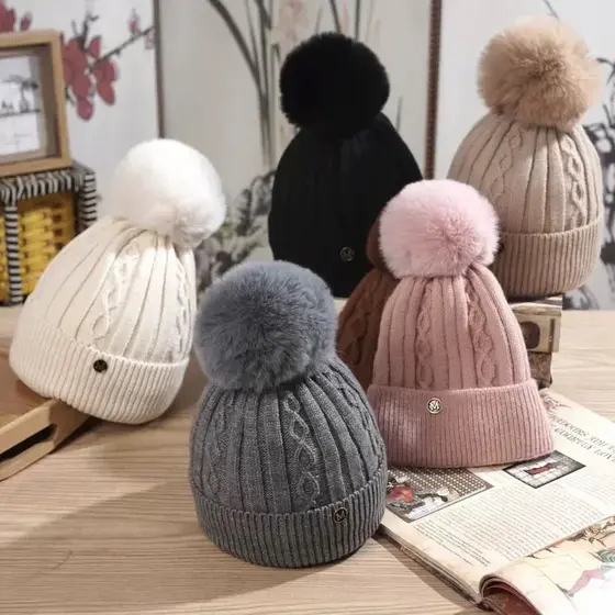 Chapéu Feminino de Inverno Feminino de Inverno Forro de Lã Espessado Chapéu de Lã Espessado Versão Coreana Trendy