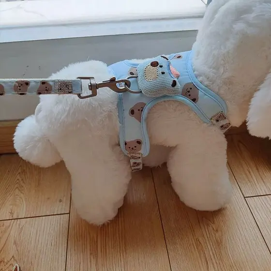 Coleira de cachorro e gato com padrão de urso brilhante A0068