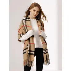 Cachecol Lenço Feminino Xadrez com franja Quente De Cashmere Sintética Inverno 170*65