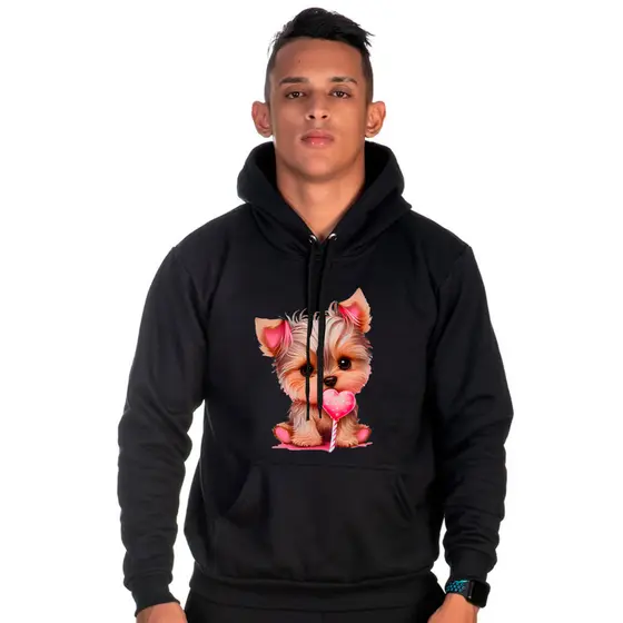 Moletom Canguru Com Capuz e Bolso Cachorro Yorkshire REF1052