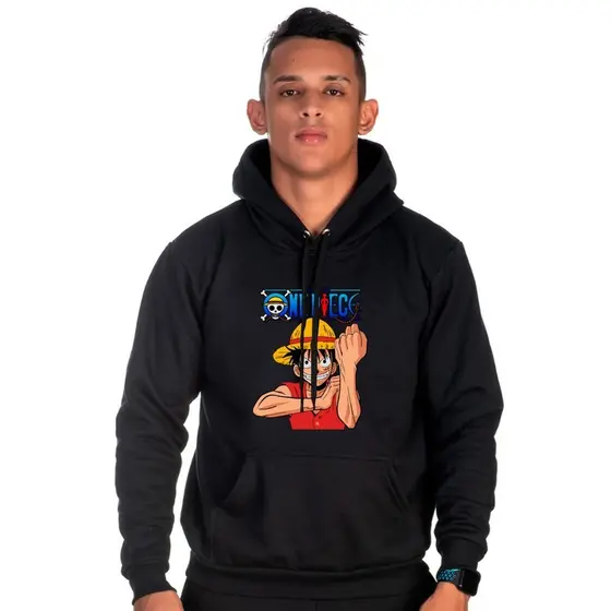 Moletom Canguru Unissex Com Capuz e Bolso Anime One Piece REF1678