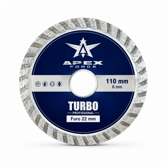 Disco Diamantado Turbo Apex Force 110mm Furo 22,23mm para Corte