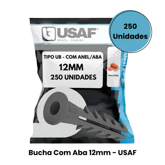 Bucha com Aba e Anel 12MM - Escolha a Quantidade 250/500/750