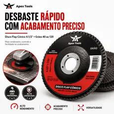 Desbaste Rápido e Acabamento Uniforme Disco Flap 4.1/2 Para Madeira e Ferro Grão 40 ao 120