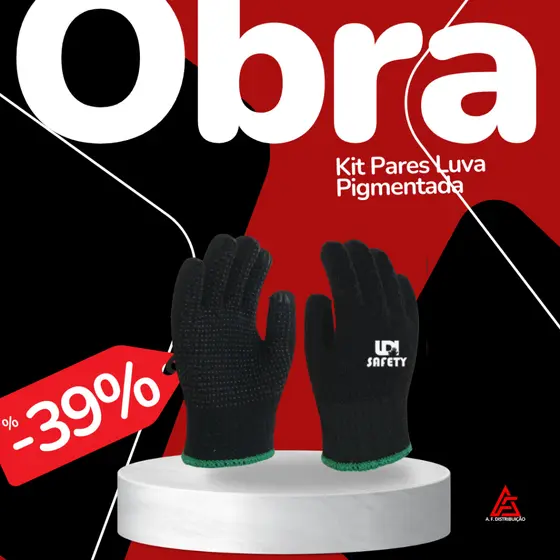 Kit Pares Luva Pigmentada Proteção de Algodão Tricotada 4 Fios Mecanico