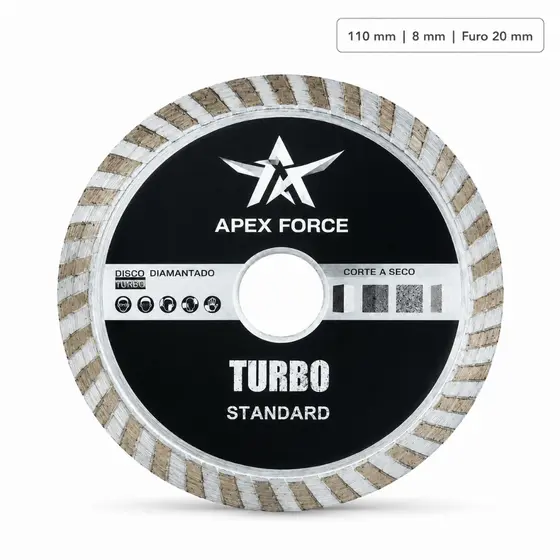 Disco Diamantado Turbo Apex Force 110mm Furo 20mm para Serra Mármore