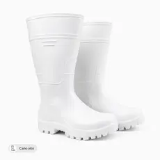 Bota Galocha PVC Branca Cano Longo 32,5cm Impermeável Antiderrapante para Frigorífico Cozinha