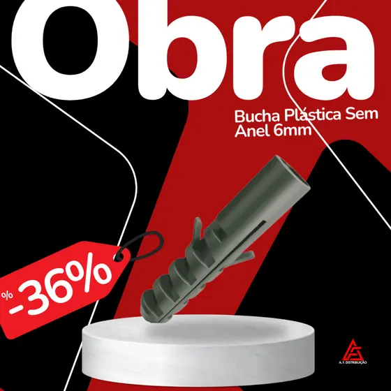 Bucha Plástica Sem Anel 6mm - Pacote com 1.000 Peças