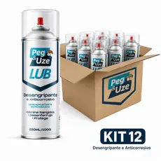 Kit 12 Spray Desengripante Lubrificante Antiferrugem Peg & Uze 250ml Multiuso