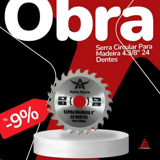 Serra Circular Para Madeira 4.3/8'' 24 Dentes - APEX FORCE