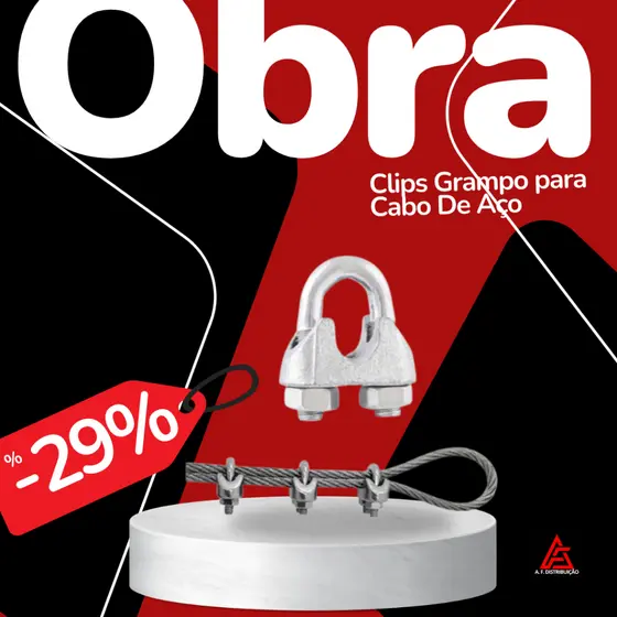 Clips Grampo para Cabo De Aço 3/16 (4,76mm) - 50 Unidades