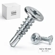 Parafuso Auto Brocante 4,2x13mm Flangeado Phillips 8x1/2 Caixa 1200 Unidades