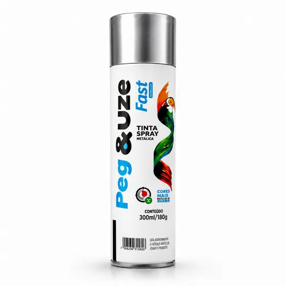 Tinta Spray Metálica Peg&Uze 300ml Uso Geral para Metal Madeira Artesanato e Decoração