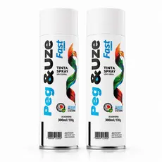 Kit Tinta Spray Peg&Uze Uso Geral Branco Fosco 300ml 2 Unidades