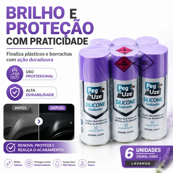 Brilho e Proteção com Praticidade Silicone Finalizador Peg&Uze Lavanda 250ml